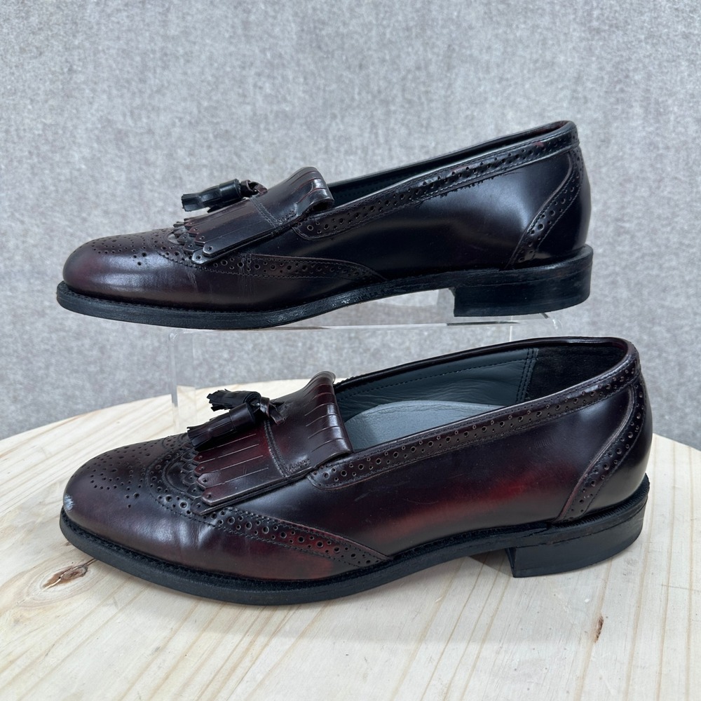 VTG Dexter Kiltie Tassel Loafer Mens 10.5 Burgundy Leather Wingtip Brogue USA